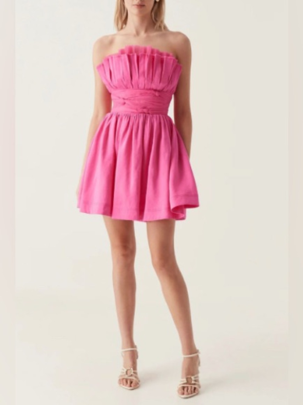 NWT Aje Whispered Layered Mini Dress in Brilliant Pink Size AU 10/US 6